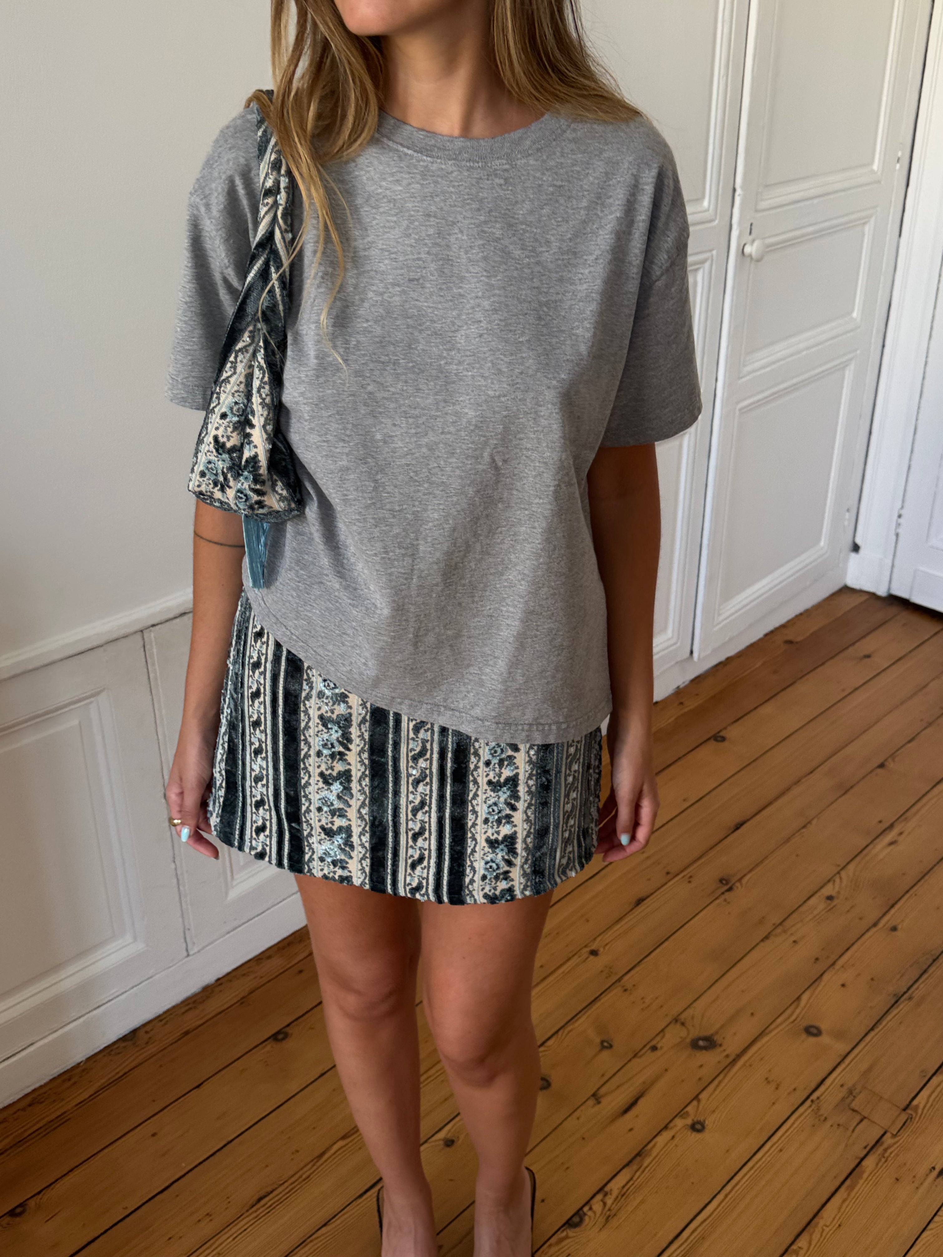 Jupe-short upcyclée à motifs - S