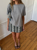Jupe-short upcyclée à motifs - S