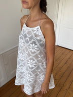 Robe plage dos nu upcyclée blanche - M/L