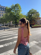 Top dos nu vichy rouge