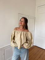 Blouse upcyclée dorée