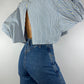 Chemise upcyclée dos nu V rayée