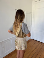 Sac upcyclé satiné doré/cuivré et franges