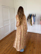 Veste longue upcyclée satinée dorée - S