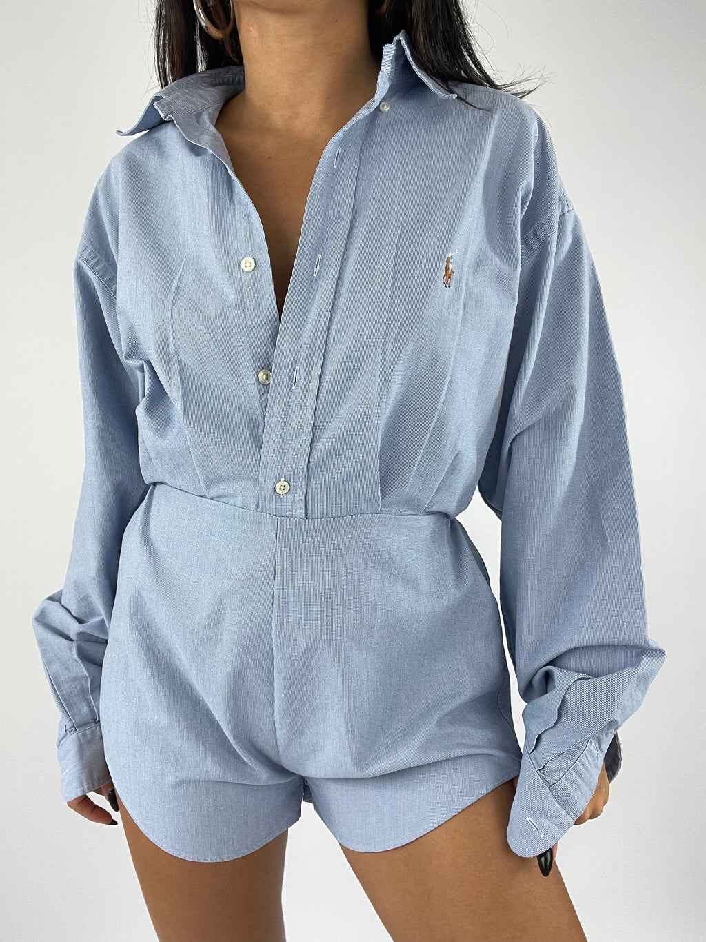 Combinaison upcyclée bleu chiné