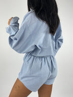 Combinaison upcyclée bleu chiné