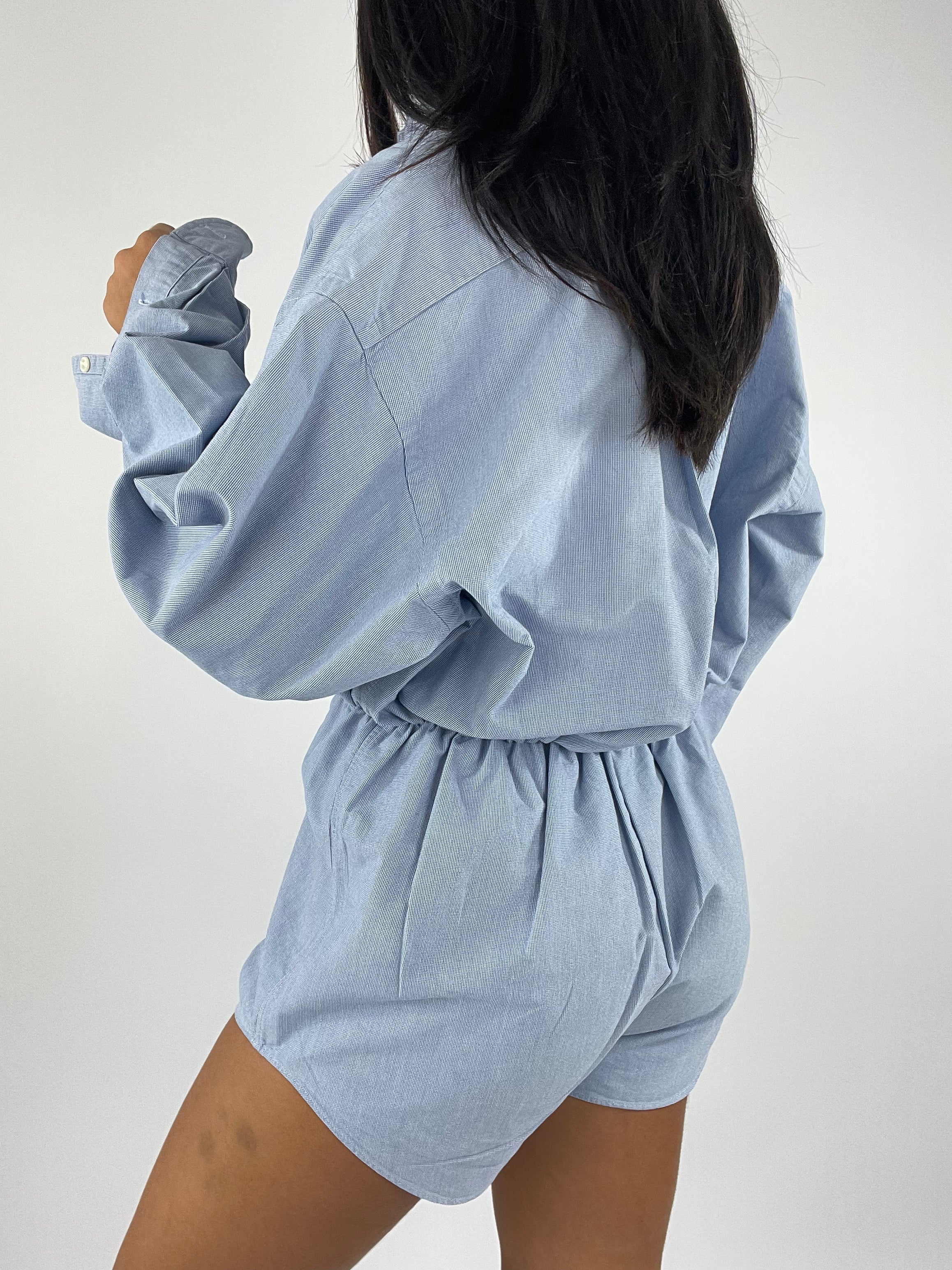 Combinaison upcyclée bleu chiné