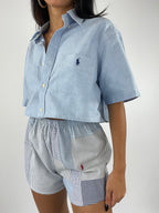 Ensemble upcyclé oxford et patchwork