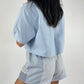Ensemble upcyclé oxford et patchwork