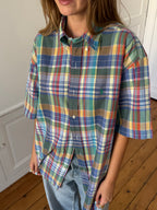 Chemisette upcyclée dos nu à carreaux - M/L