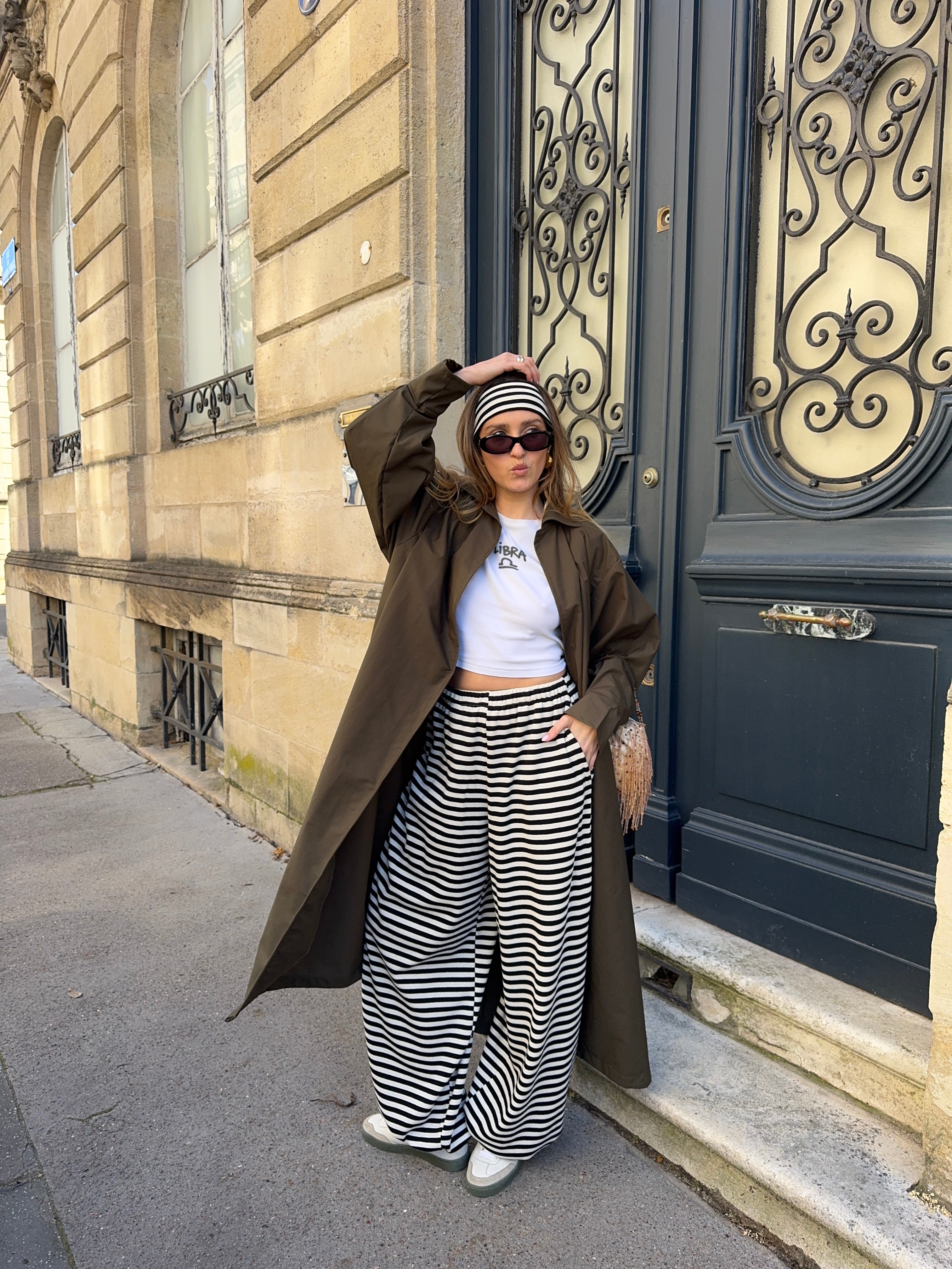 Jogging jersey côtelé rayé