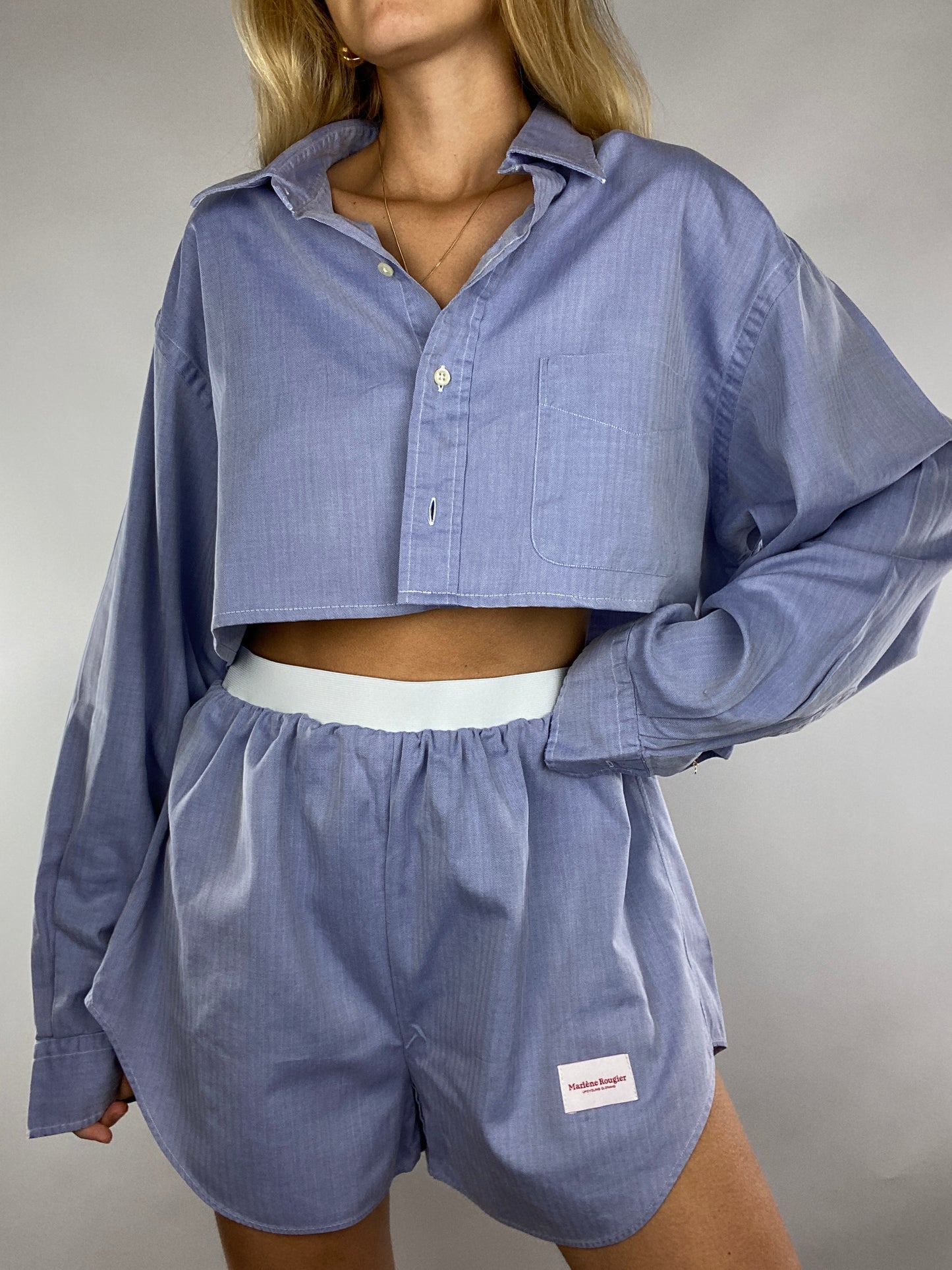 Ensemble upcyclé bleu chiné