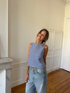 Top dos nu upcyclé vichy - M