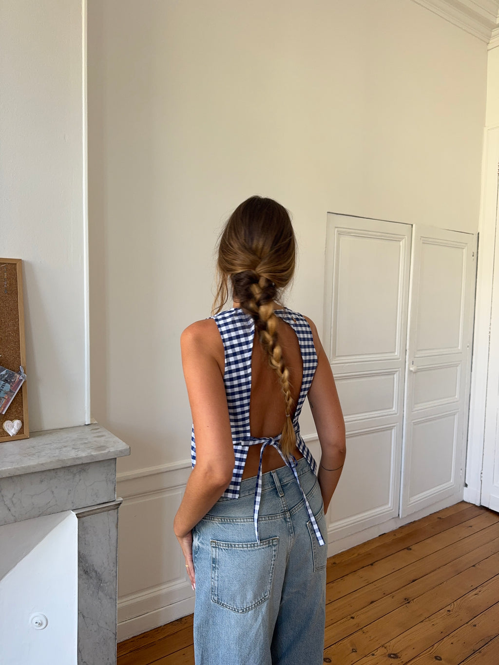 Top dos nu upcyclé vichy - M