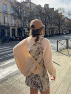 Jupe upcyclée beige à motifs vintage