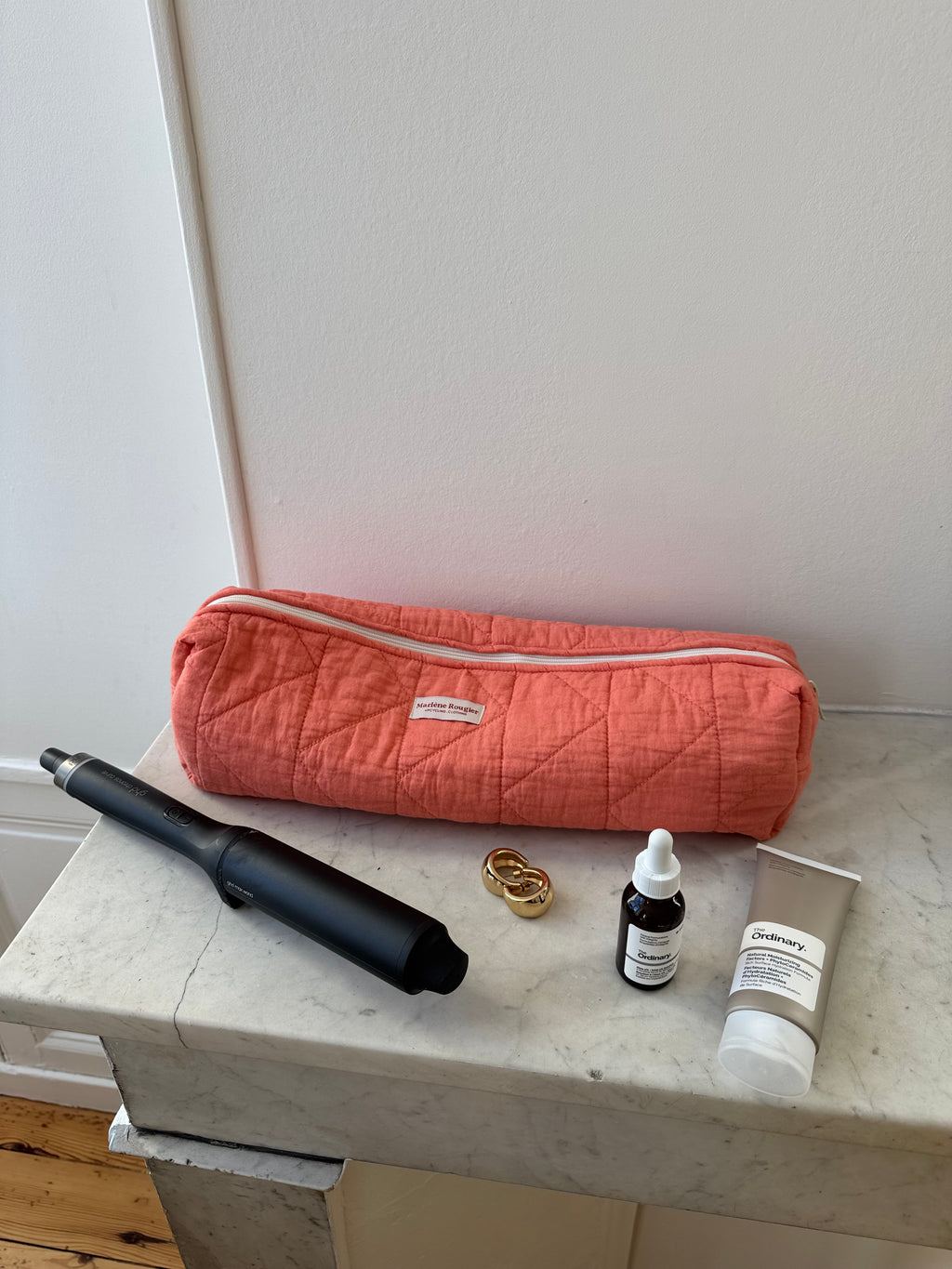 Trousse upcyclée matelassée orange