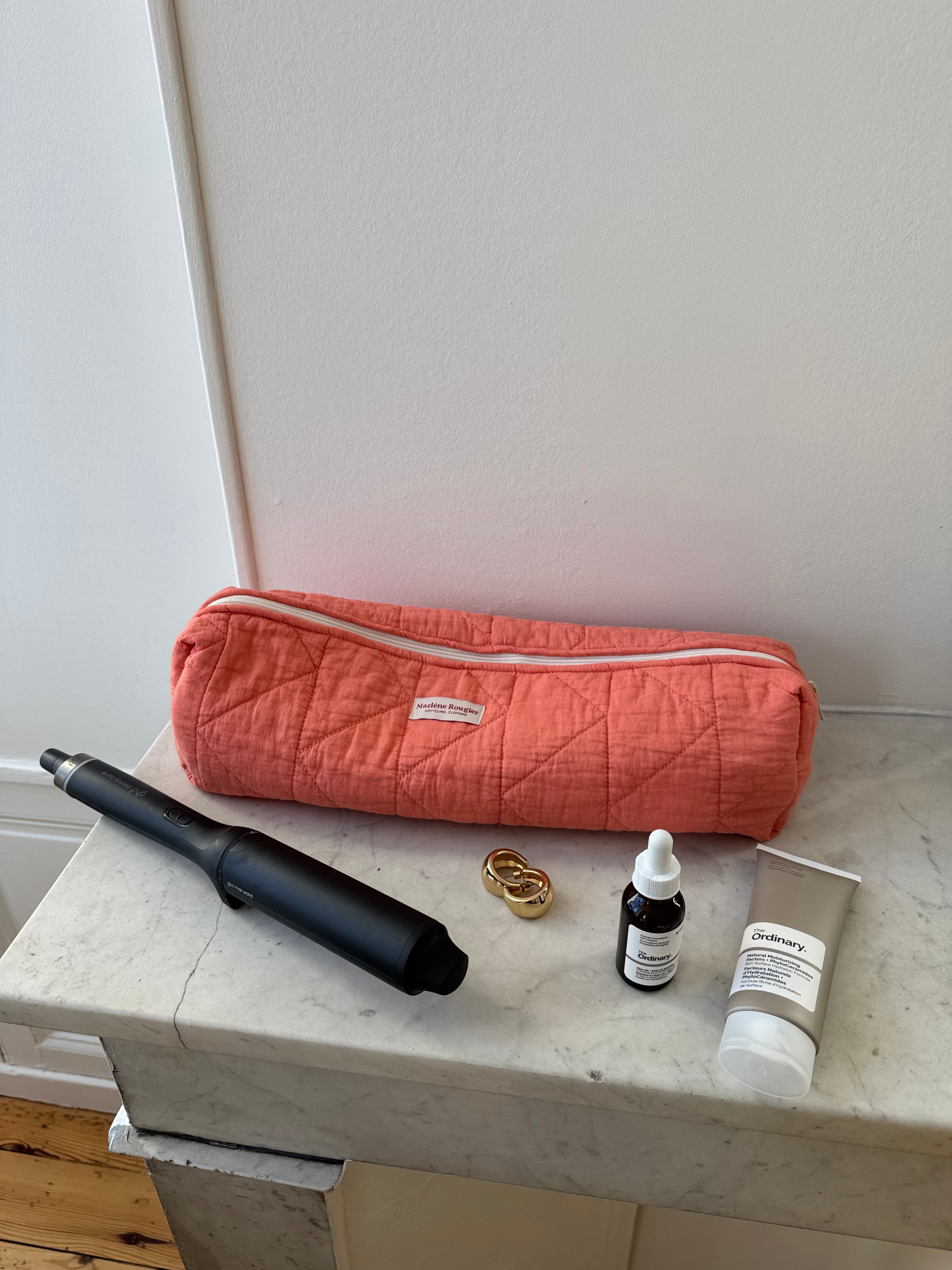 Trousse upcyclée matelassée orange
