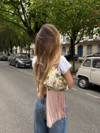 Sac upcyclé fleurs et franges