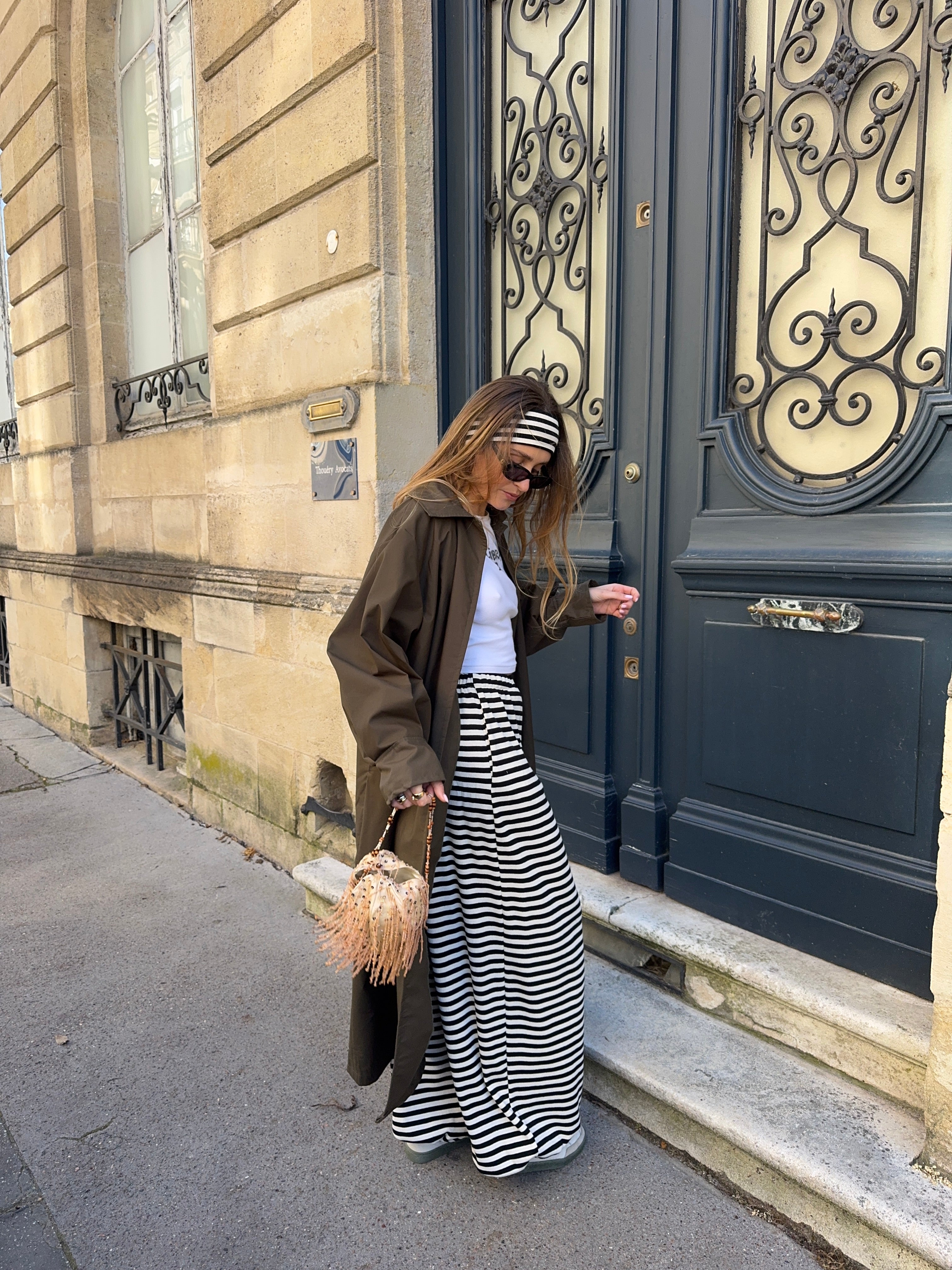 Jogging jersey côtelé rayé