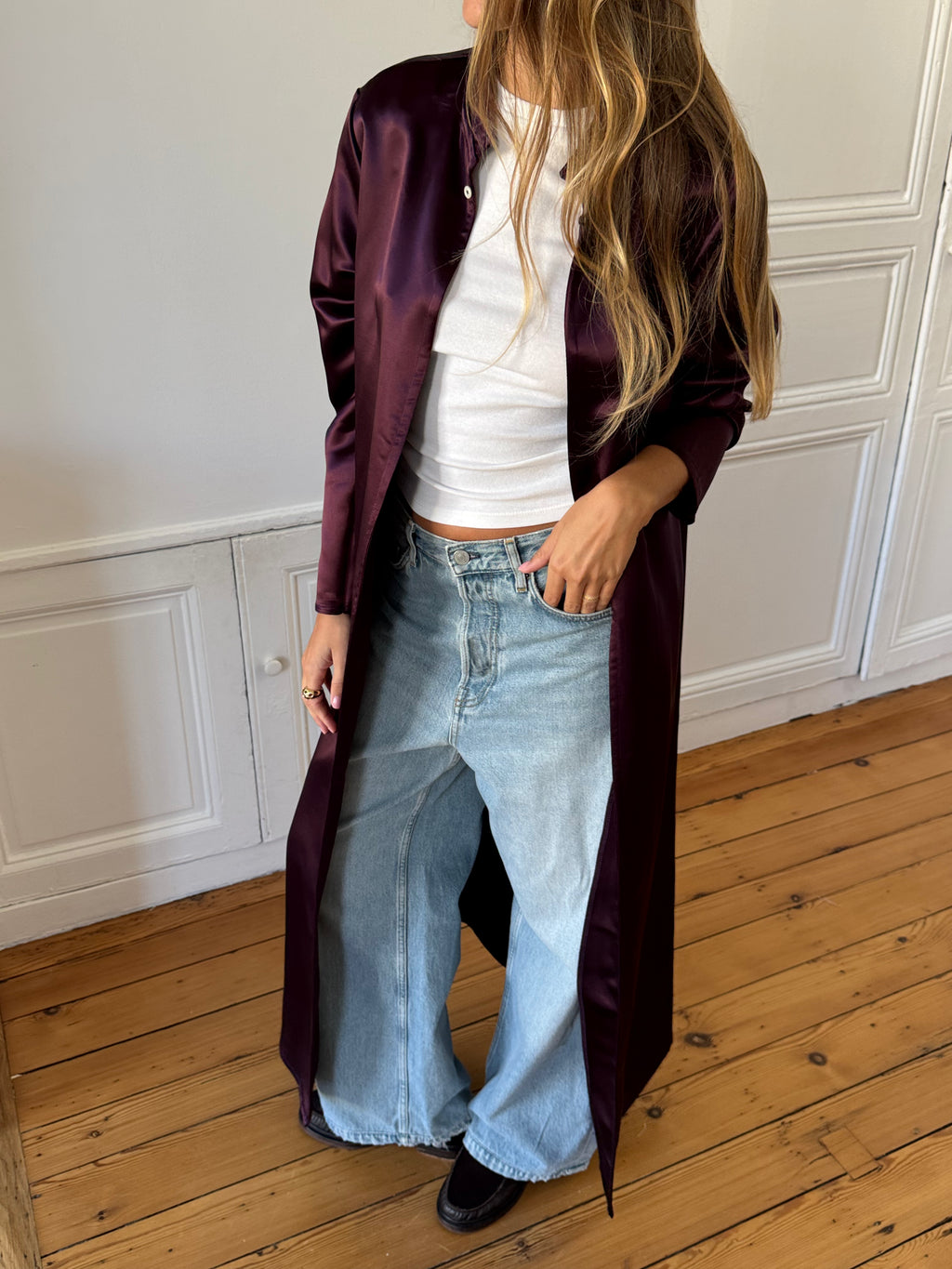 Veste longue violette