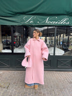 Manteau long upcyclé laine rose vintage