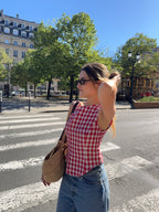 Top dos nu vichy rouge