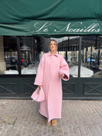Manteau long upcyclé laine rose vintage