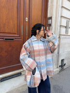 Manteau upcyclé laine à carreaux vintage