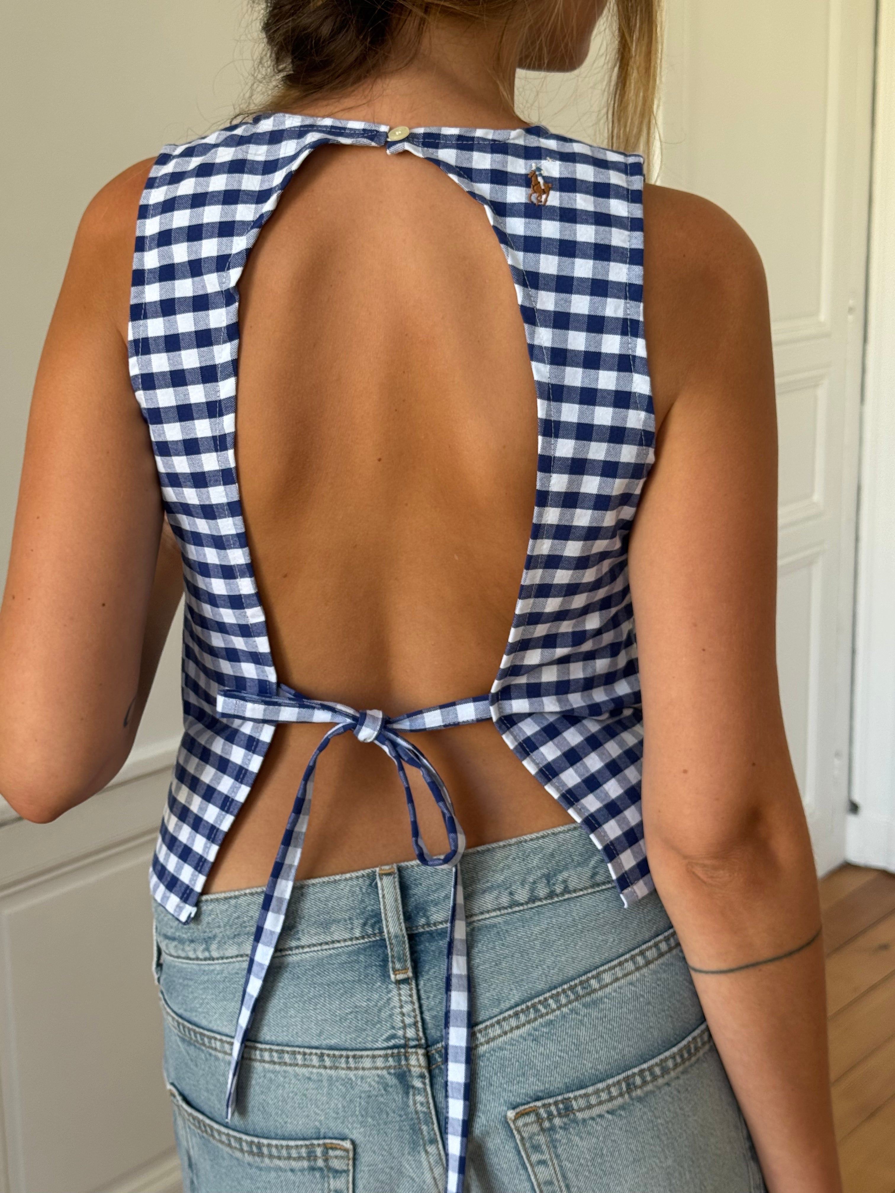 Top dos nu upcyclé vichy - M