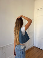 Sac upcyclé denim et perles