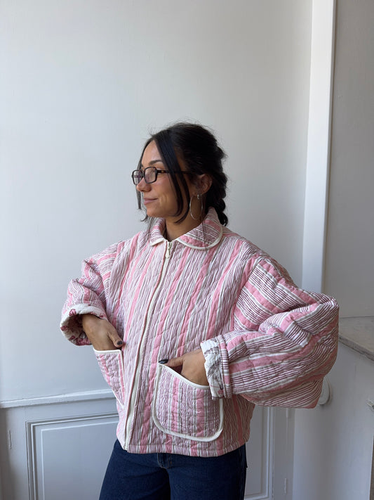 Veste upcyclée matelassée rayée