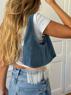 Sac upcyclé denim et perles