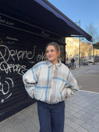 Bomber upcyclé laine à carreaux vintage