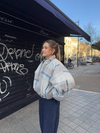 Bomber upcyclé laine à carreaux vintage