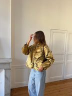 Veste upcyclée à motifs dorés - T1