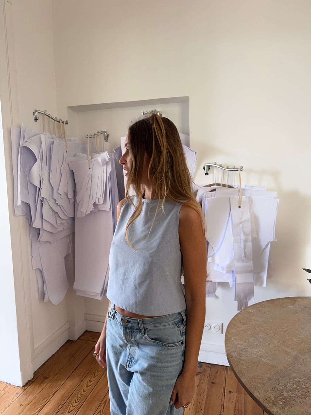 Top dos nu upcyclé oxford