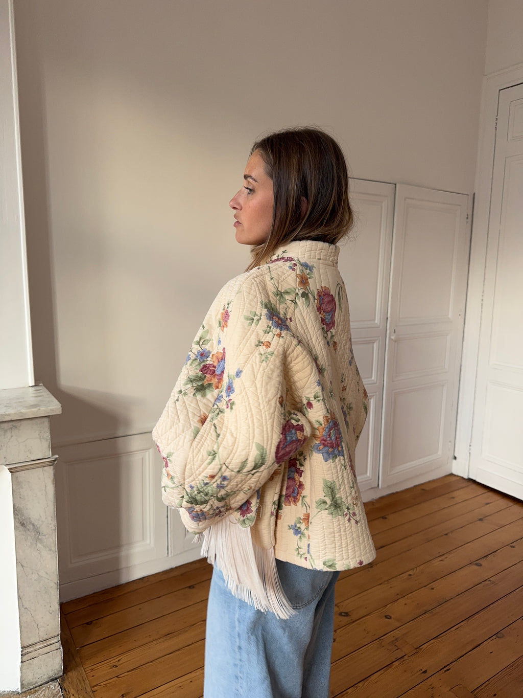 Veste upcyclée matelassée crème