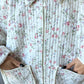 Veste upcyclée matelassée blanche à fleurs