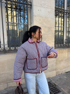 Veste matelassée vichy bordeaux