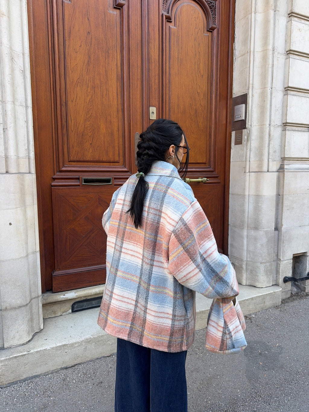 Manteau upcyclé laine à carreaux vintage