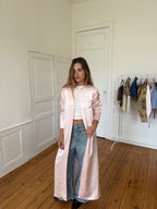 Veste longue upcyclée satinée rose - XS/S
