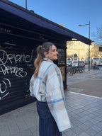 Bomber upcyclé laine à carreaux vintage