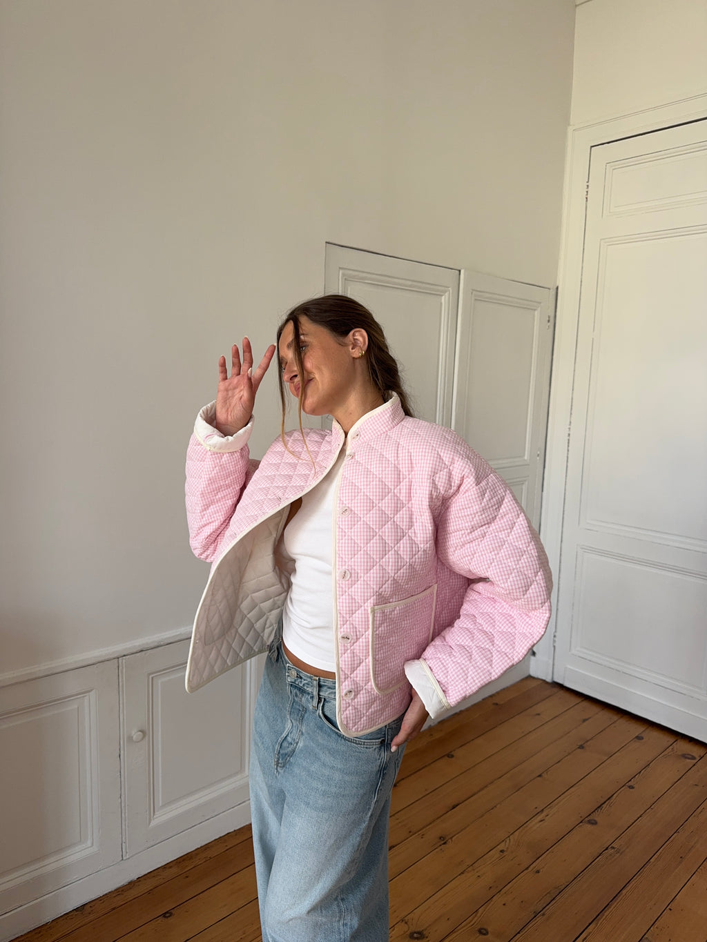 Veste vichy rose