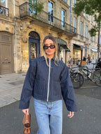 Veste denim marine à rayures