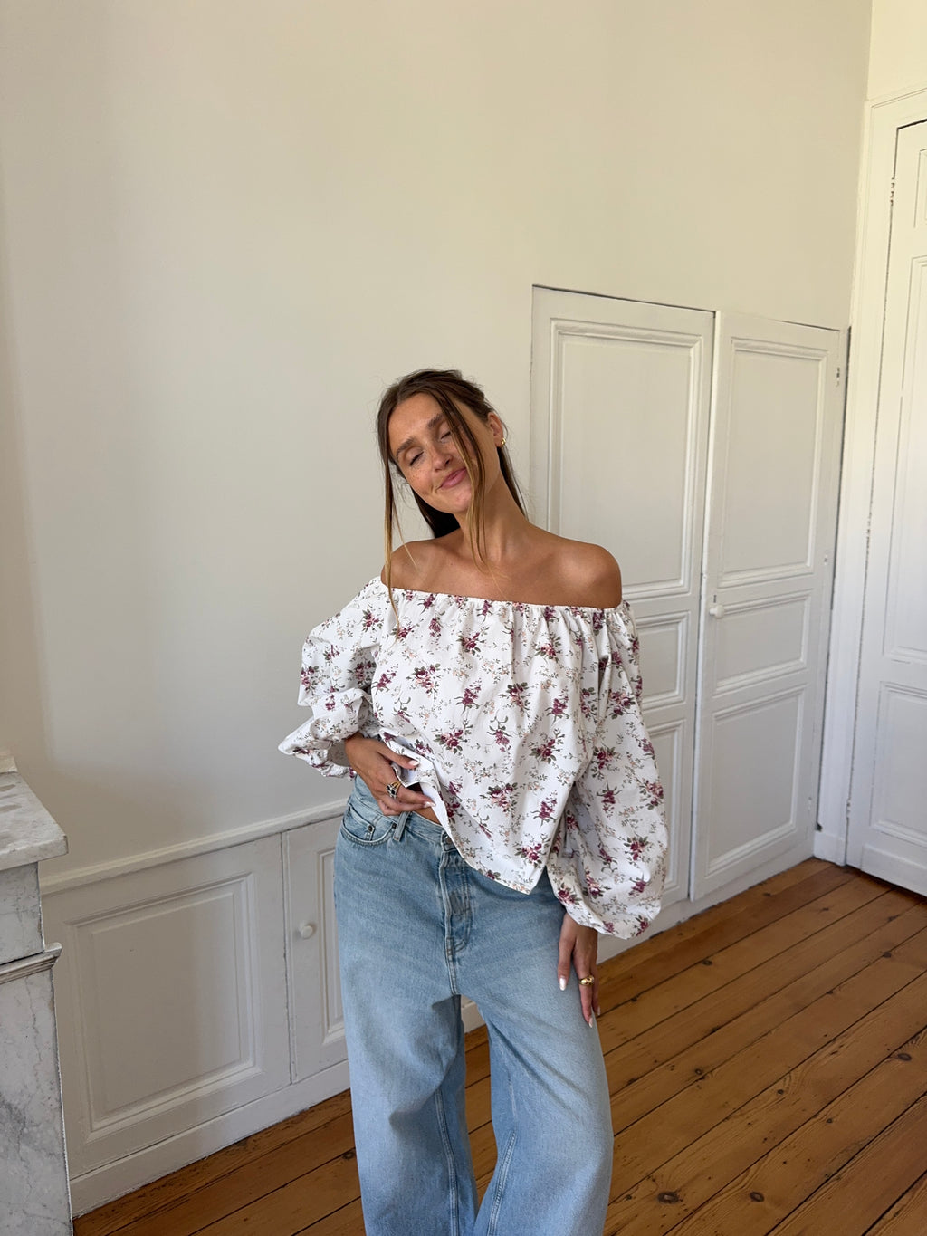 Blouse upcyclée à fleurs - Taille 1