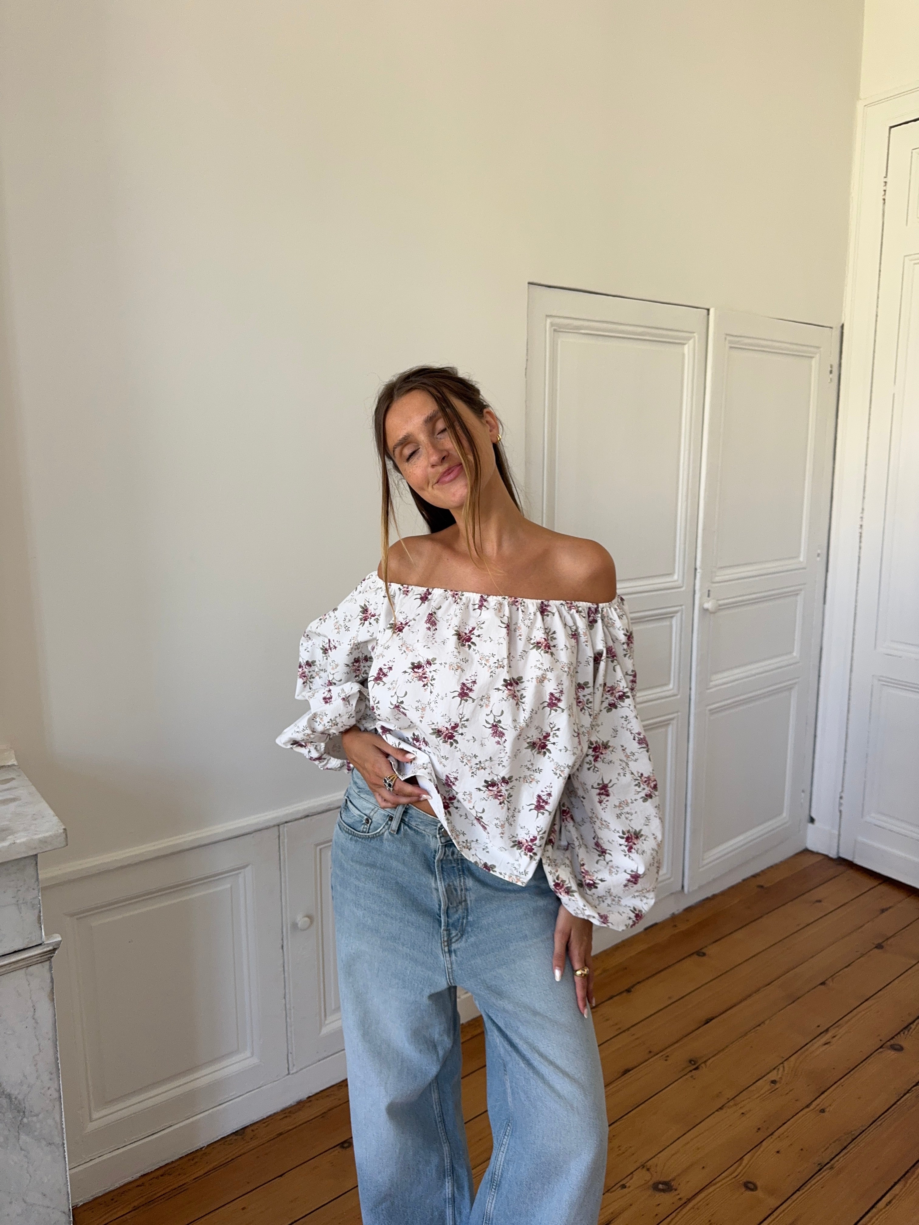Blouse upcyclée à fleurs - Taille 1