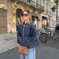 Veste marine à rayures