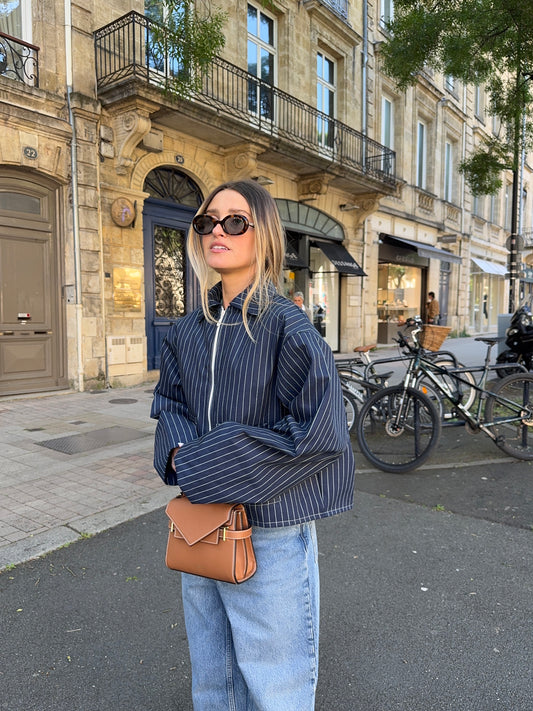 Veste marine à rayures
