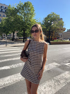 Robe dos nu vichy marron