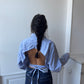 Chemise upcyclée dos nu vichy bleu